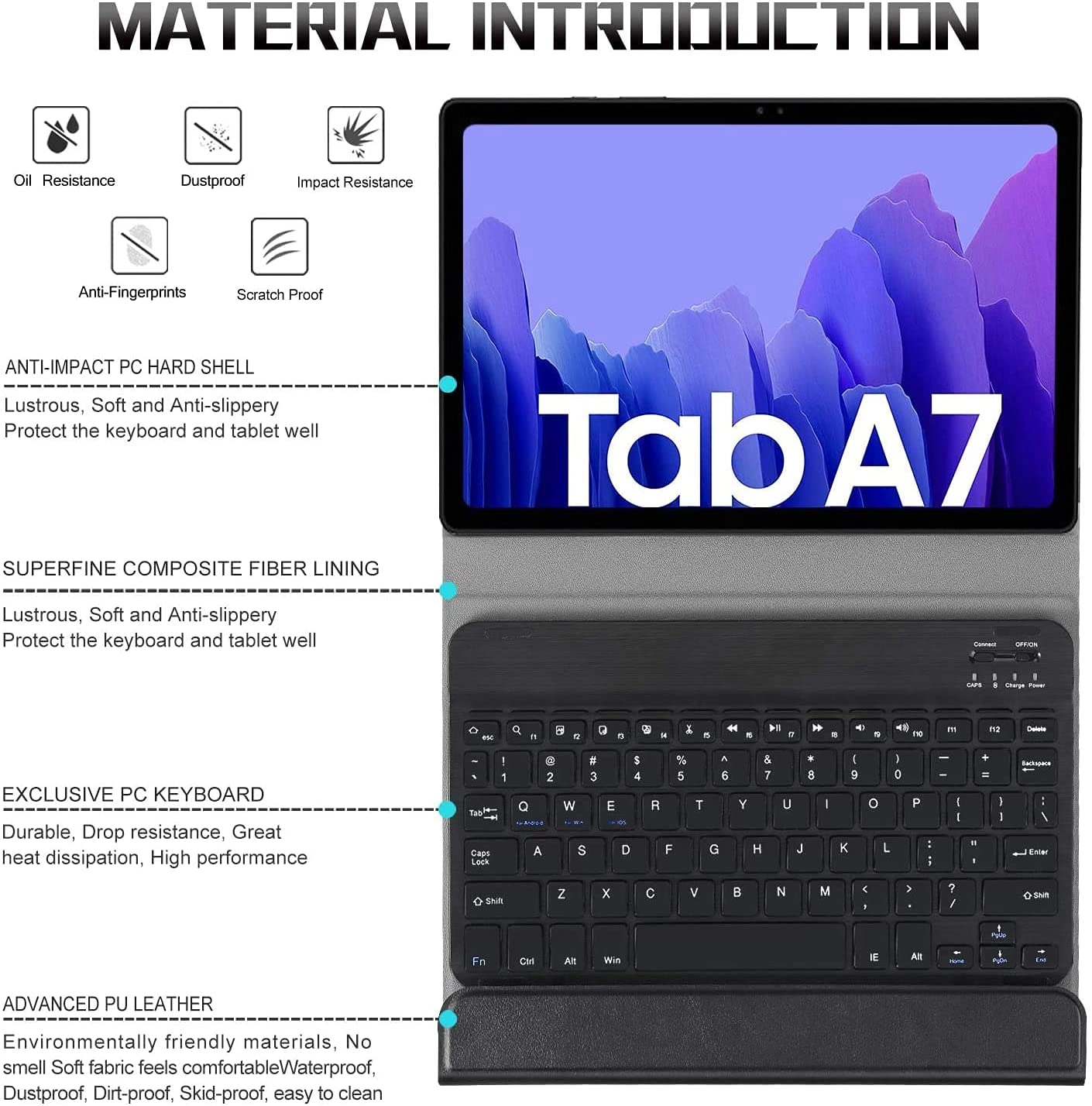 Keyboard Case with Detachable Wireless Keyboard for Samsung Galaxy Tab A7 10.4-inch (2020)