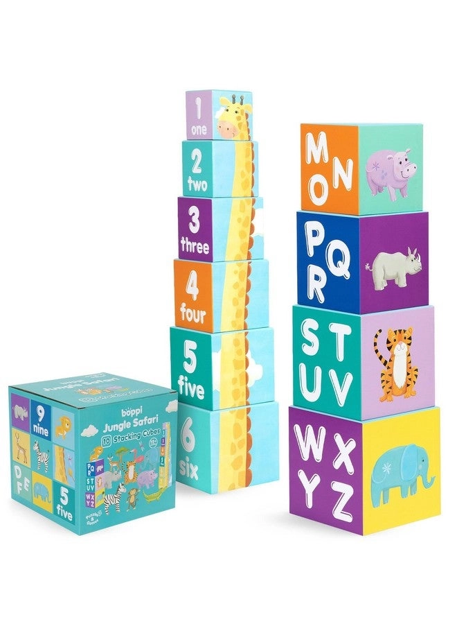 boppi Baby Stacking Blocks Jungle Safari Animal - Letters and Numbers