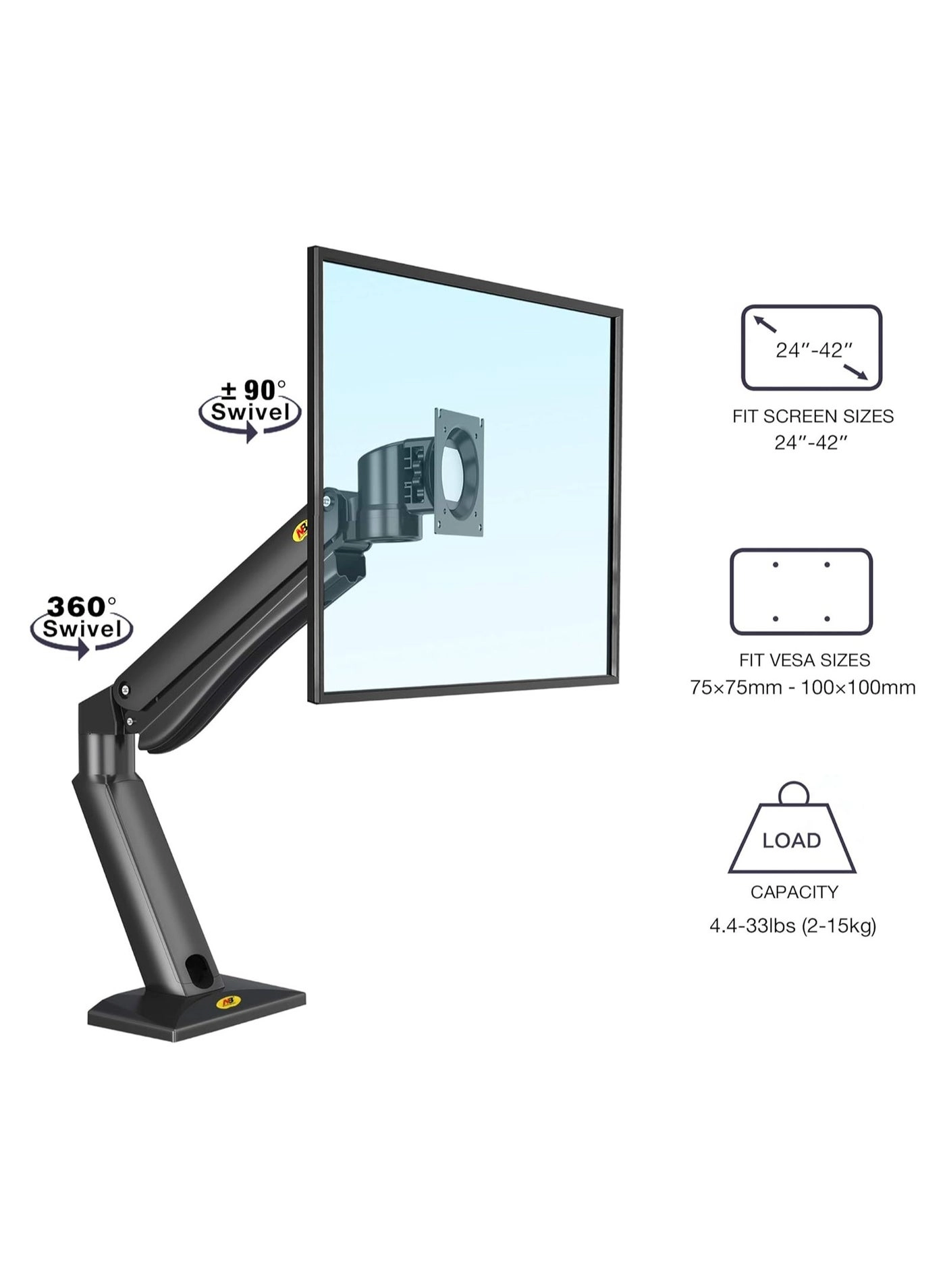 F45-B - 24"-42" 75 x 75 mm 100 x 100 mm
