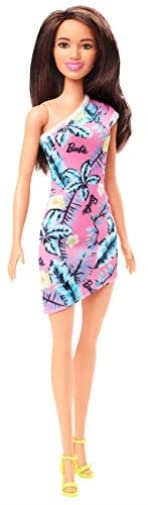 Barbie Fashion Doll - 12 Inch Yellow and Pink Flowers Floral Design Dress Ages 3+