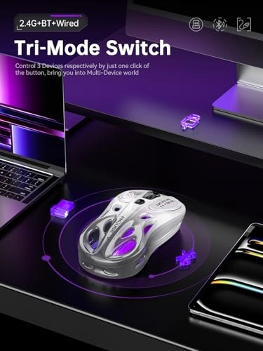 Tri-Mode Wireless Mouse - 2.4GHz USB / Dual Bluetooth / Wired