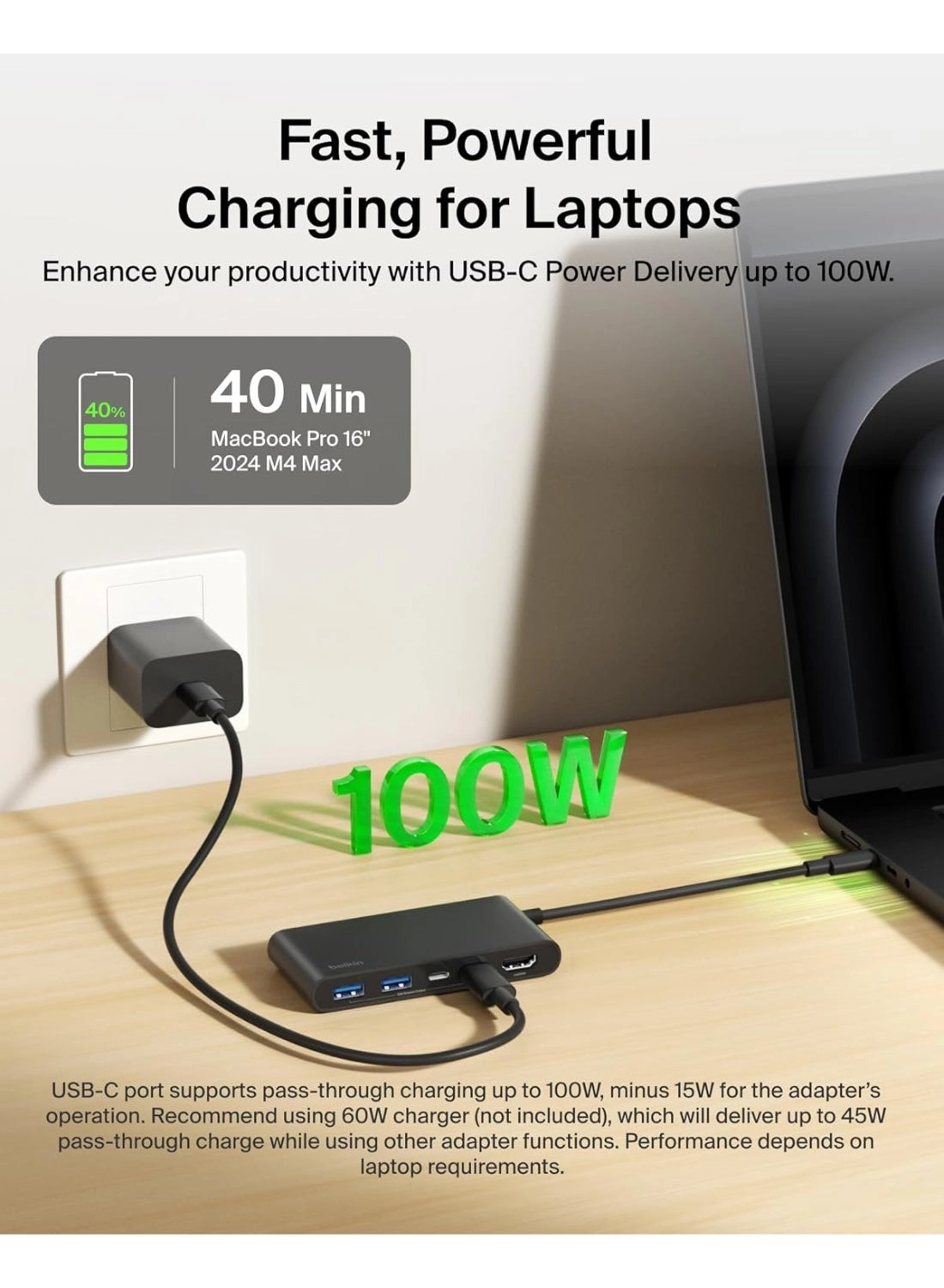 5-In-1 USB-C Multiport Hub Adapter - 4K 60Hz 100W PD