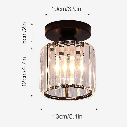 Modern Crystal Ceiling Light - LED E27 Black circle