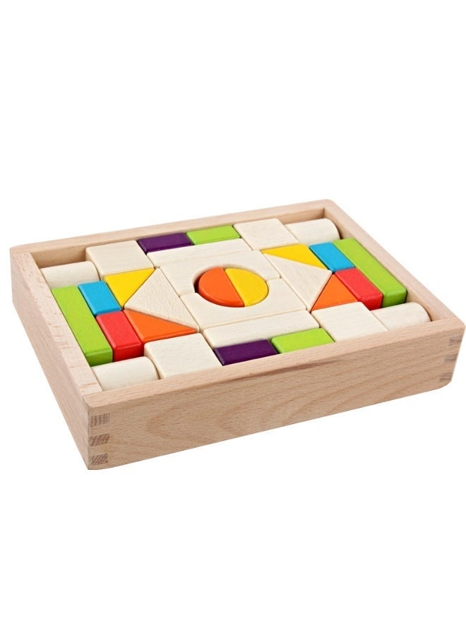 Wooden Building Blocks Set - 30 pcs