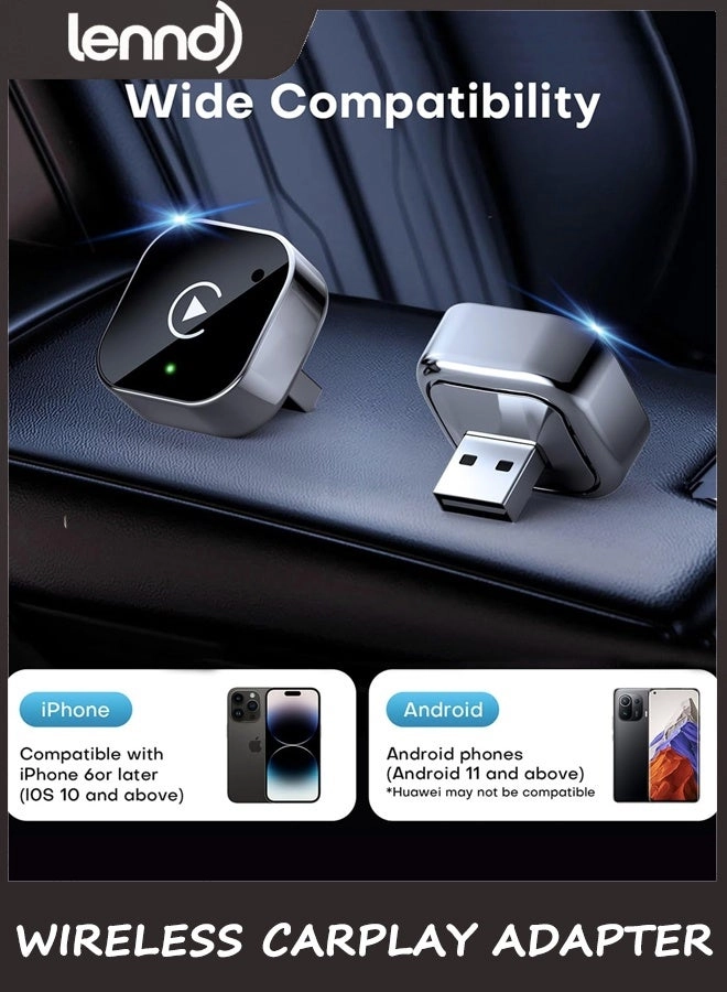 Wireless CarPlay & Android Auto Adapter - 2-in-1 Plug & Play USB/USB-C