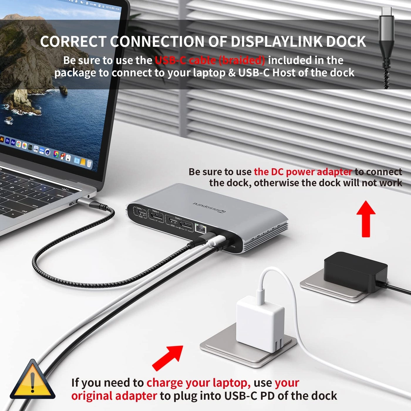 Displaylink Triple Display Docking Station - USB-C Data MacBook M1/M2/M3/M4/Windows