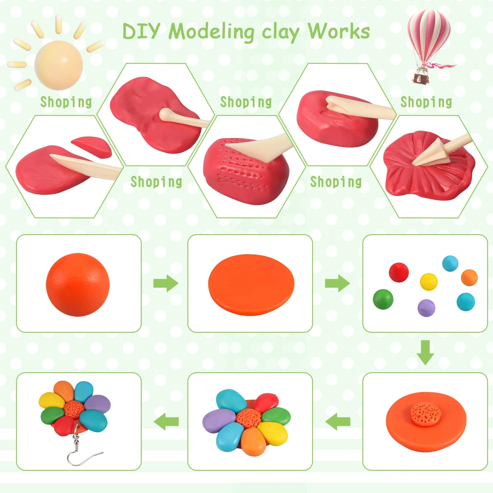 Polymer Clay Starter Kit - 545g 24 pcs.