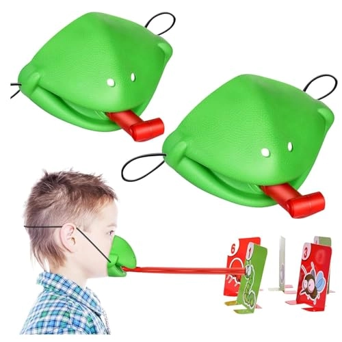 Catch Bugs Game - 2 Pcs 2 Lizard Masks 2 Blowing Bars