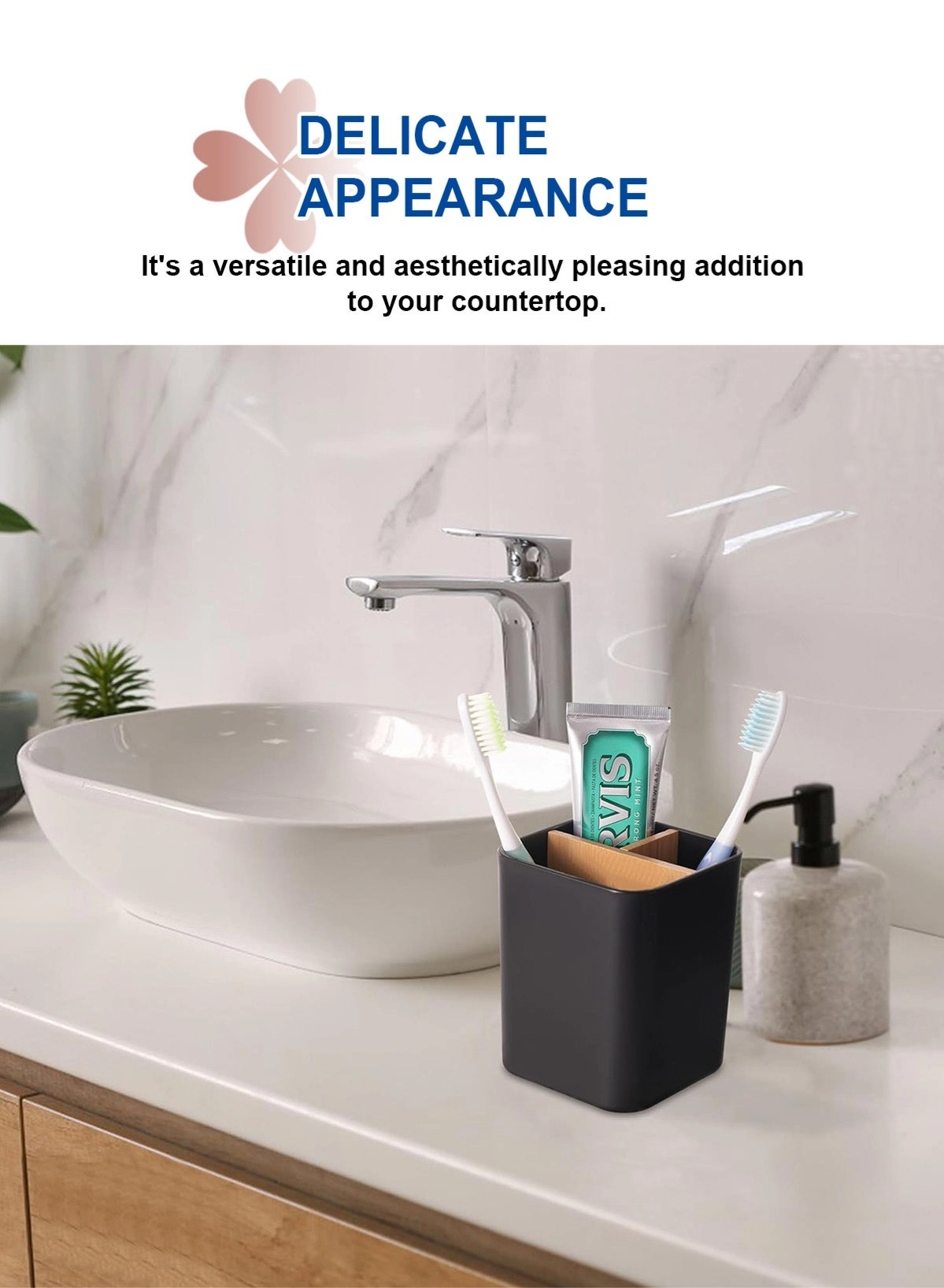 Bamboo Toothbrush Holder - Bathrooms 3 Slots