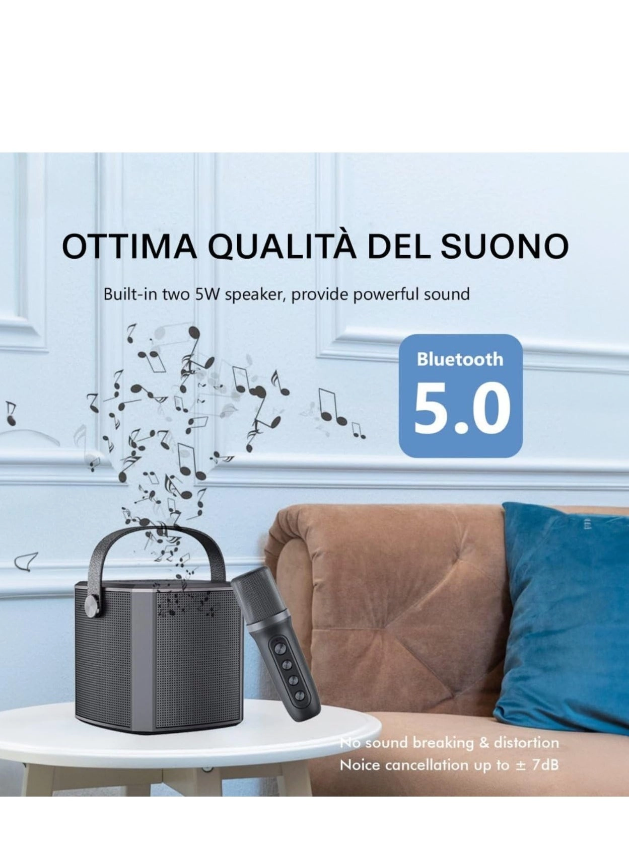 Portable Bluetooth Karaoke Speaker - Rechargeable wireless microphone Type-C charging TF Card support