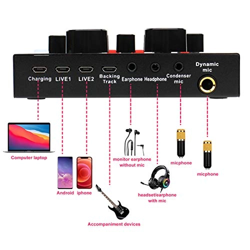 Condenser Microphone Kit - Wired Microphone Live Sound Card Voice Changer