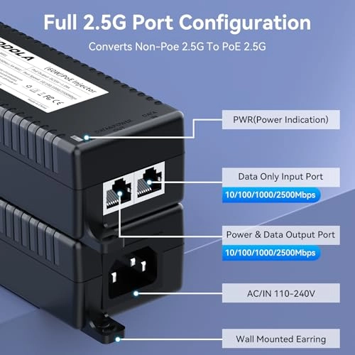 2.5GbE PoE Injector - 60W IEEE 802.3
