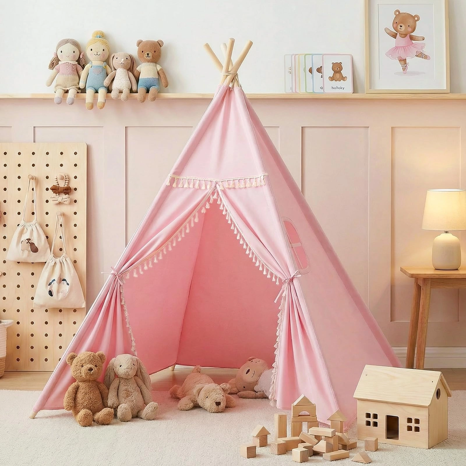 Kids Teepee Tent - 120 x 120 x 155cm Off-white