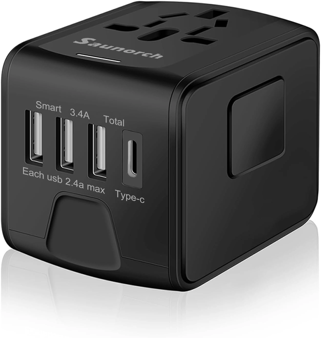 SAUNORCH Universal International Travel Power Adapter - 3.0A USB-C 2.4A USB-A