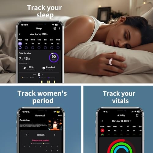 Ceramic Touch Smart Ring - Heart Rate Blood Oxygen 5ATM Waterproof