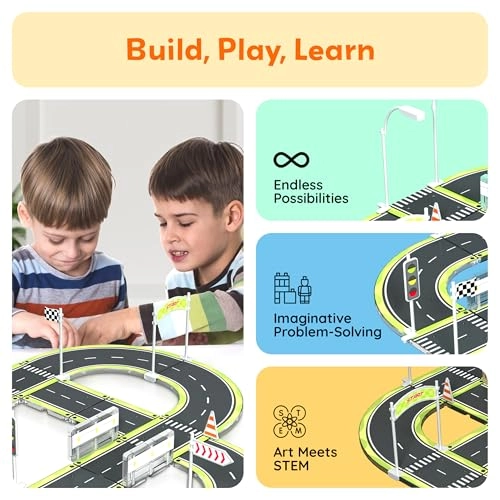 Magnetic Printed Tile Highway Set - Street Sign Traffic 28pcs