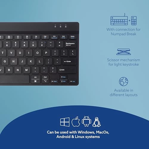 Compact Slim Ergonomic Wireless Keyboard - US Wireless