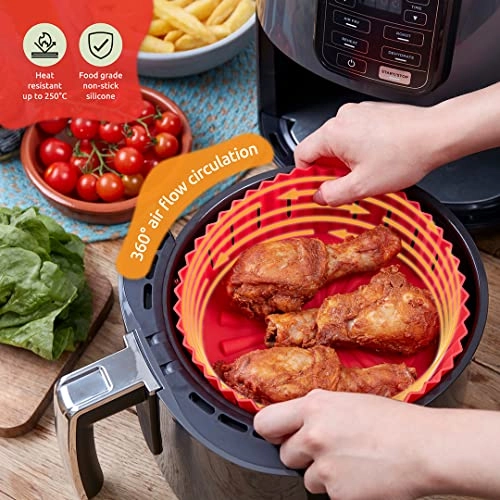 Reusable Silicone Air Fryer Liner - 6.7 Inches Red 2 Pack