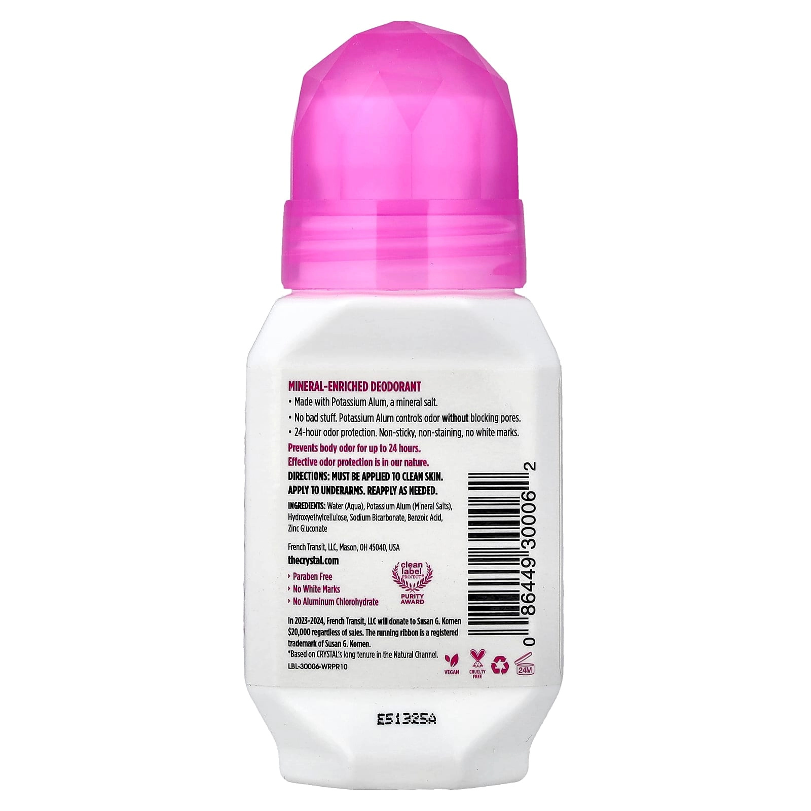Mineral-Enriched Deodorant Roll-On - Unscented 2.25 fl oz (66 ml)