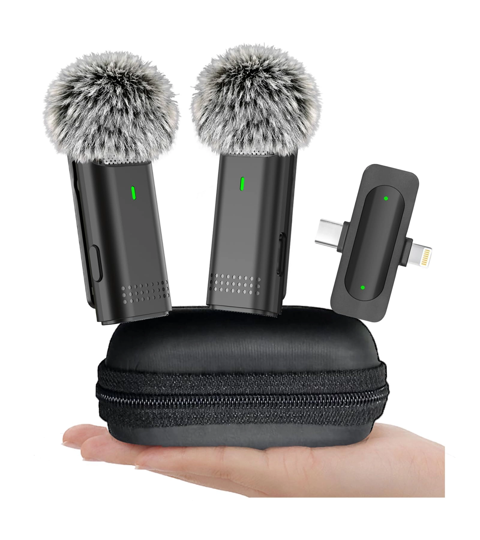 EZColoris Wireless Microphone USB C wireless lapel microphone - 2 Pack 2.4GHz