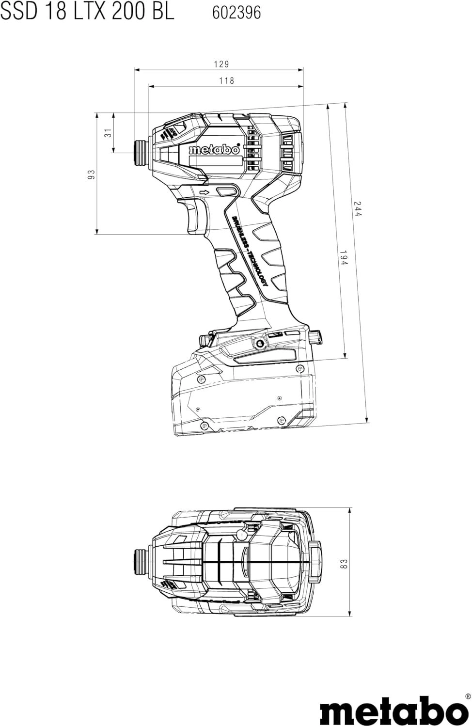602396890 - Cordless Impact Driver 18V Brushless Motor
