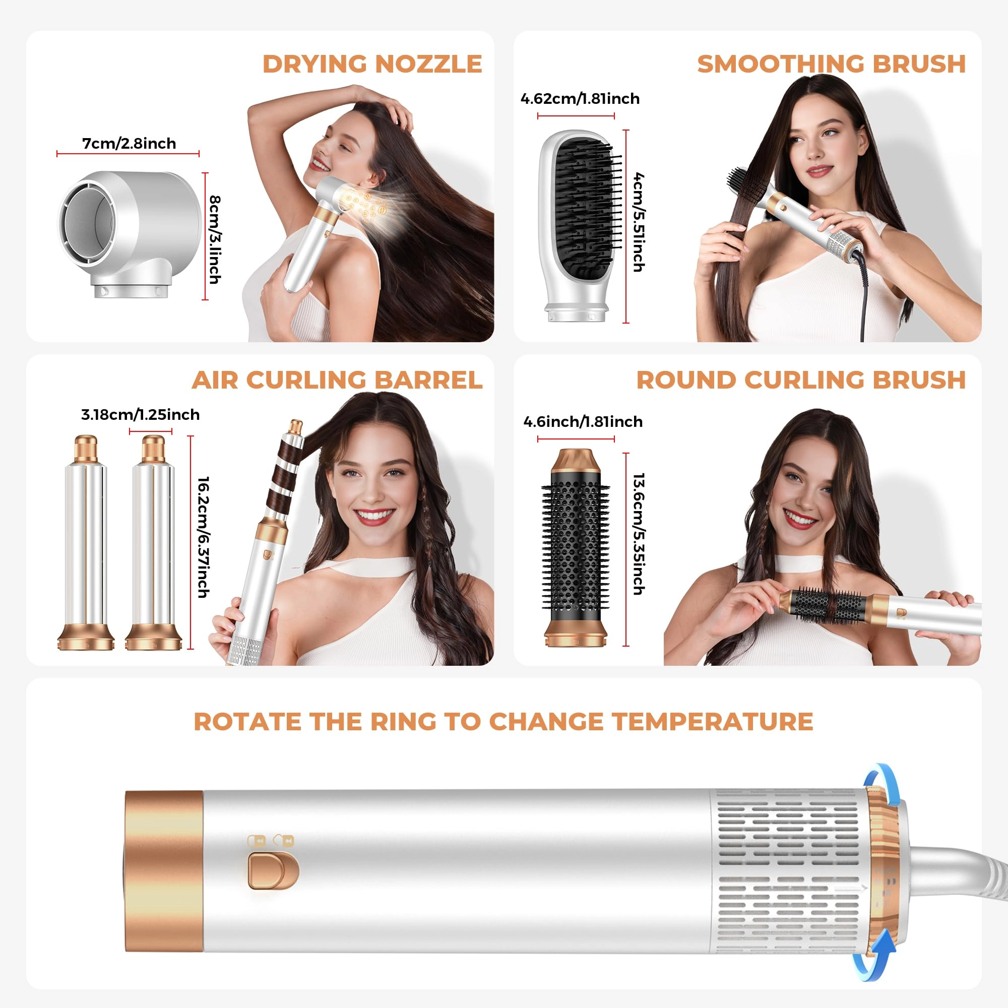 5 in 1 Hair Dryer Brush Set - Gold 700 watts