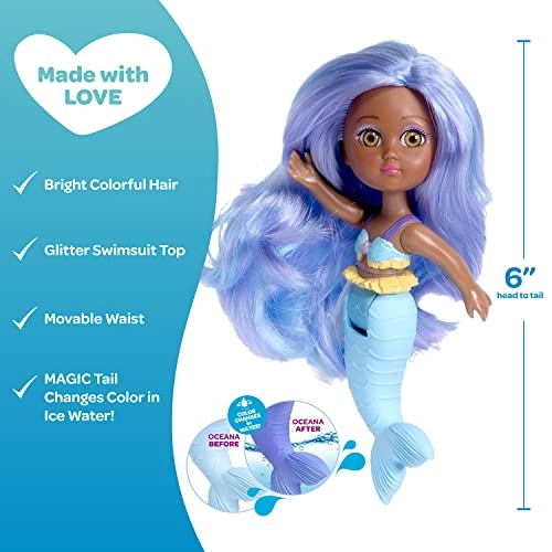 Oceana Mermaid Doll - 7 inches Vinyl Light Purple Hair Ages 3+