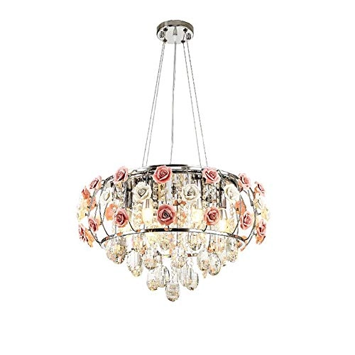 Romantic Rose Crystal Chandelier - Silver 62*38cm