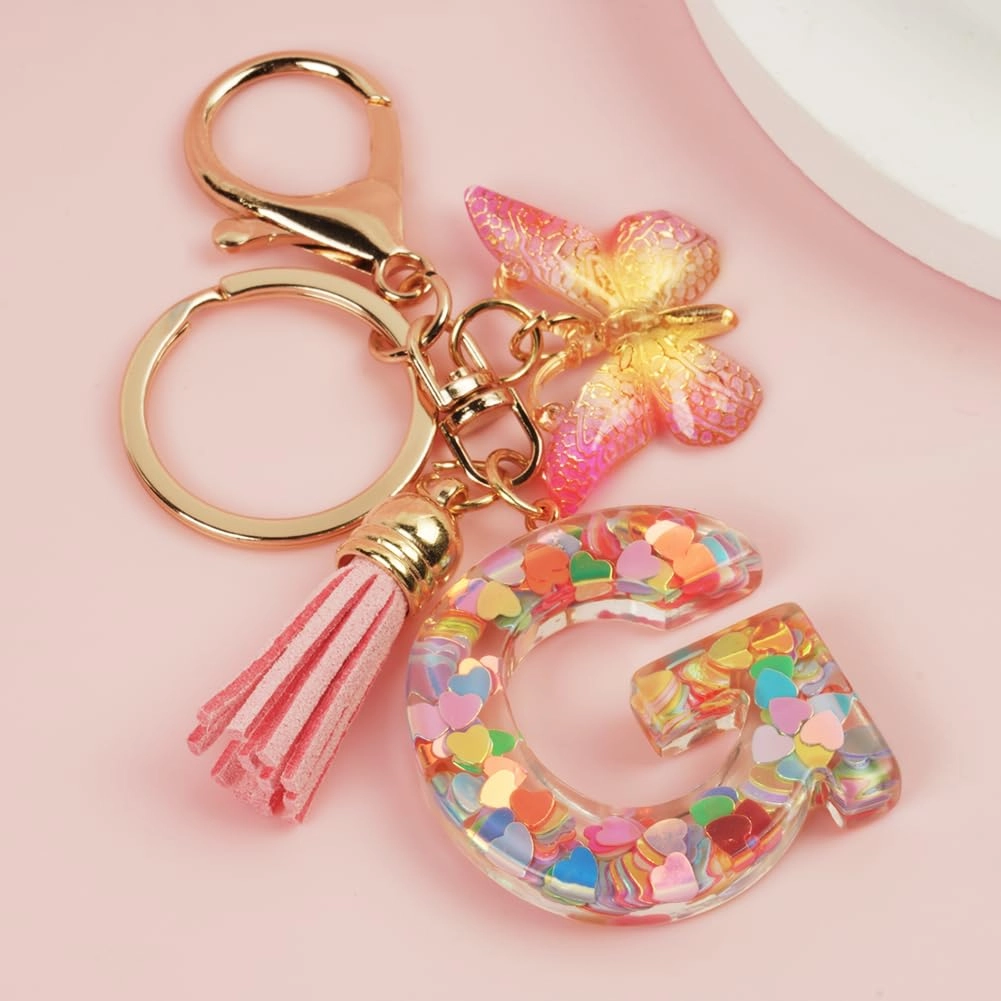 Initial Letter Keychain - Butterfly