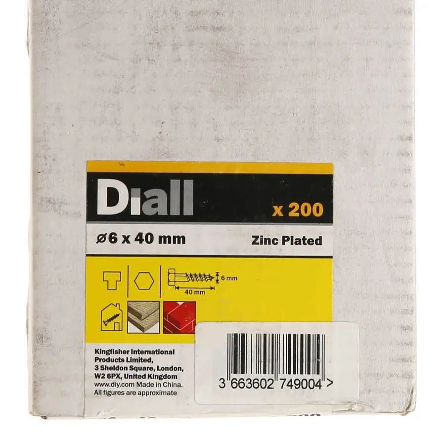 Hex Coach Screw - 6 x 40 mm