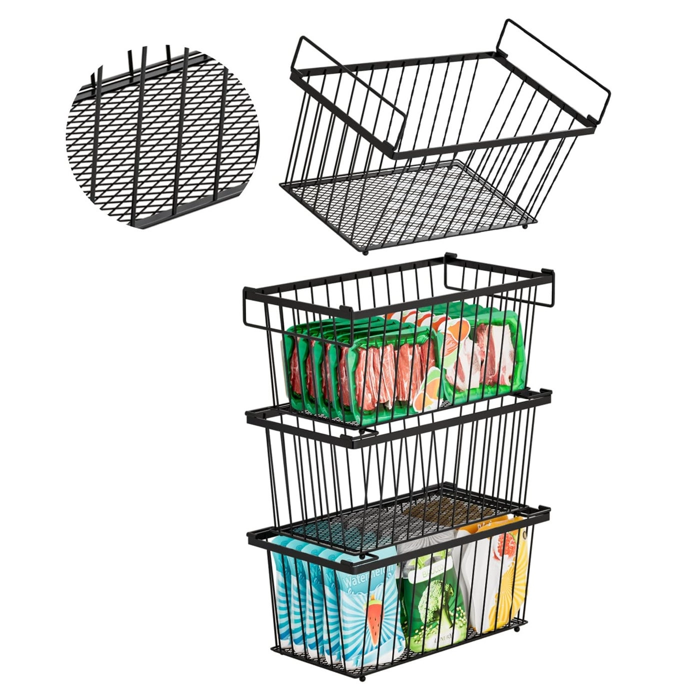 ANJUBAN Enhanced LeakProof Bottom Freezer Organizer Bins - 7 CuFt