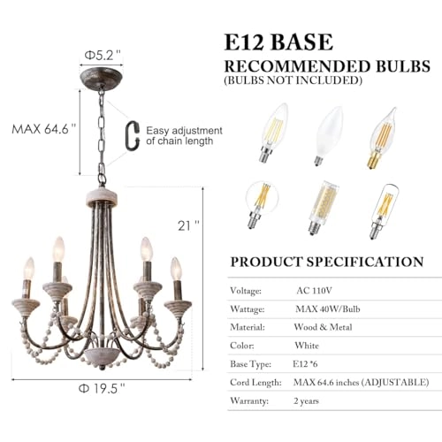 Farmhouse Wood Chandelier