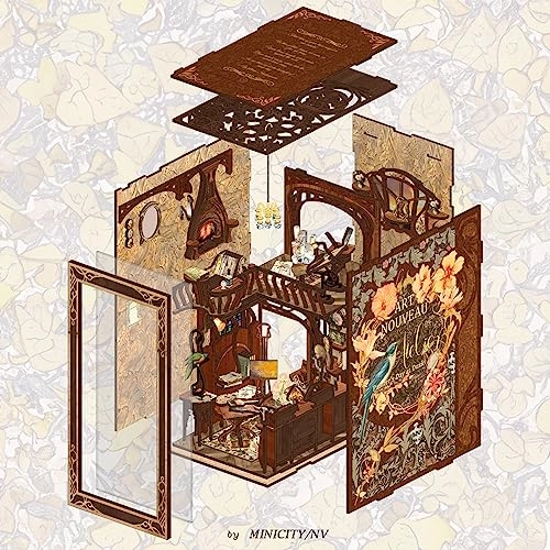 Book Nook Kit - 3D Wooden Puzzle LED Light Dust Cover