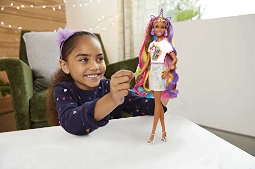 Barbie Fantasy Hair Doll - Brunette Mermaid & Unicorn Looks Ages 3+