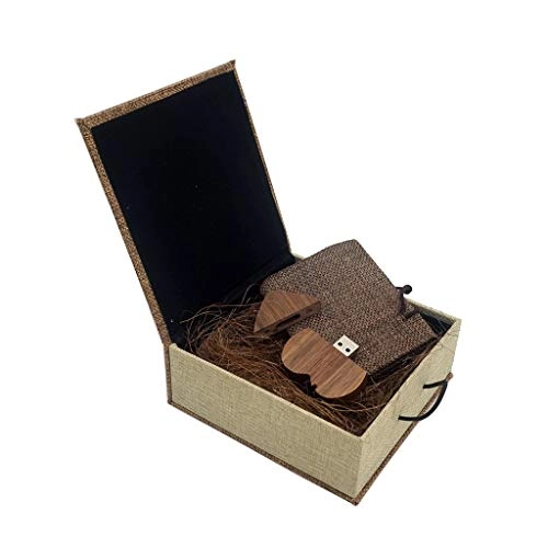 Walnut Wooden Heart USB Flash Drive - USB 2.0 16GB