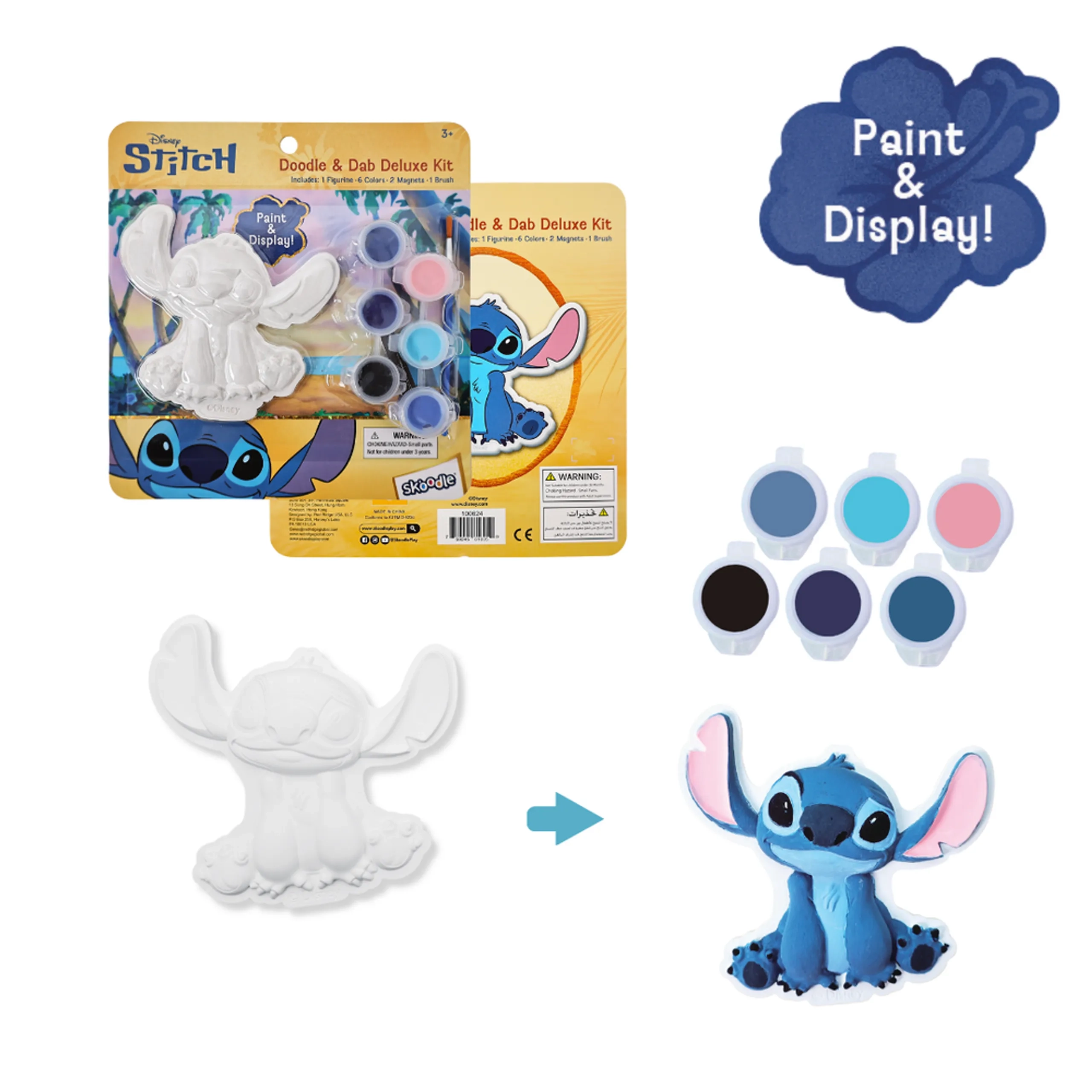 Disney Lilo And Stitch Paint Your Own Stitch Figurine Kit - 1 Figure 6 Colors 2 Magnets 1 Brush