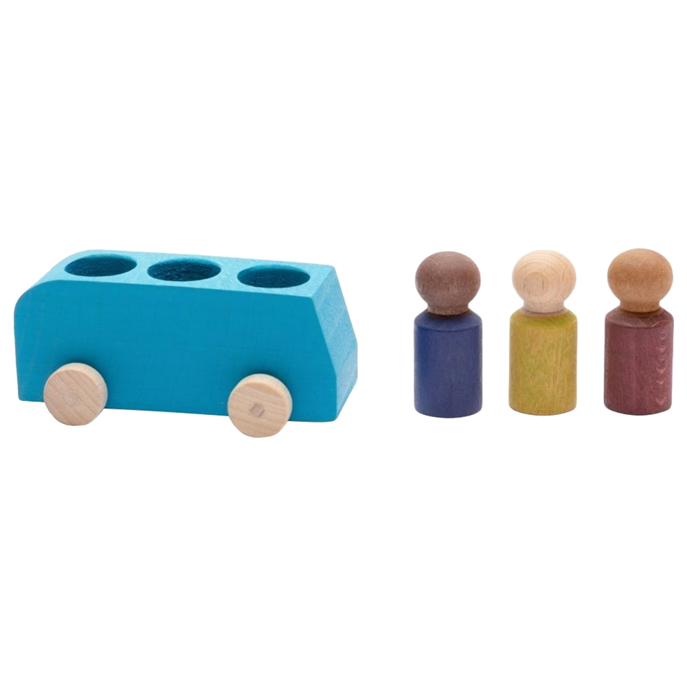 Wooden Bus - three wooden figures