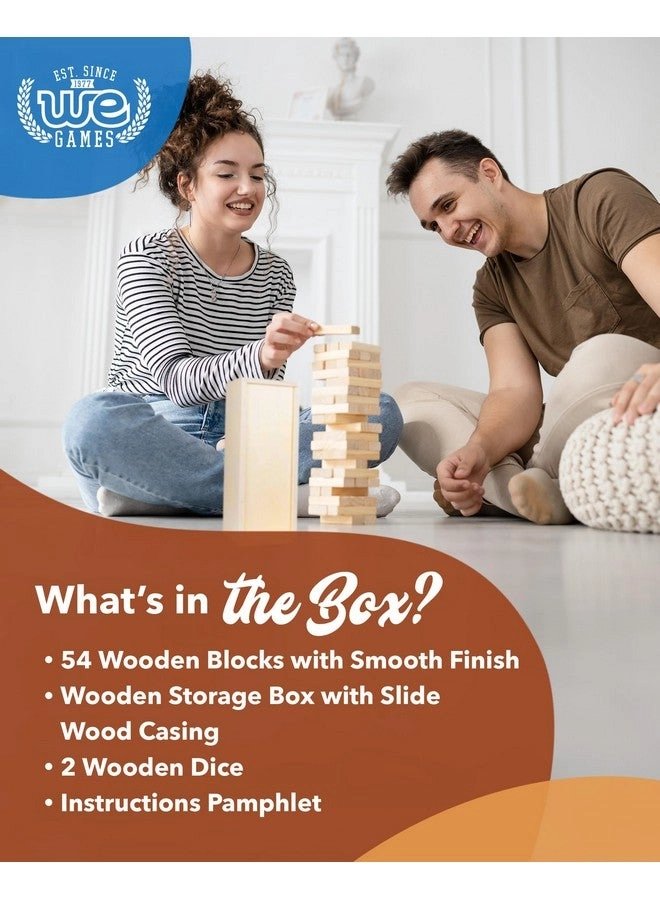 Tumble Tower - Wooden Block Stacking Party Game Includes Storage Case