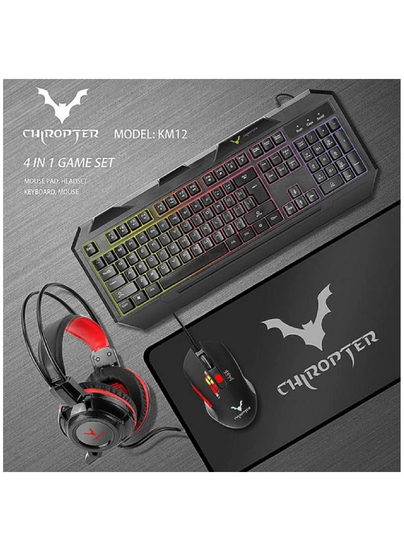 Keyboard + Mouse + Headphone + Mouse Pad - English/Arabic Wired