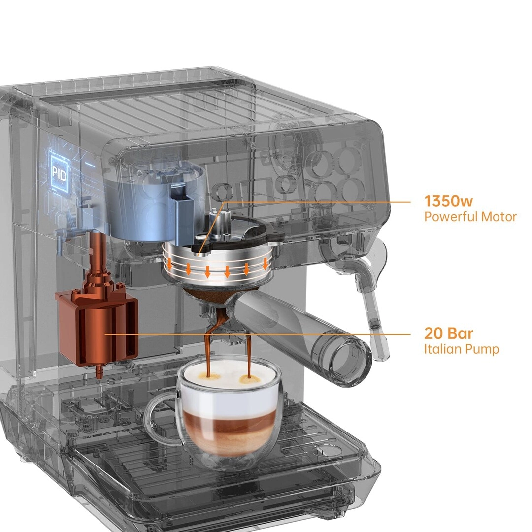 Professional Espresso Coffee Machine - 15-bar pump Digital Touch Display Stainless Steel