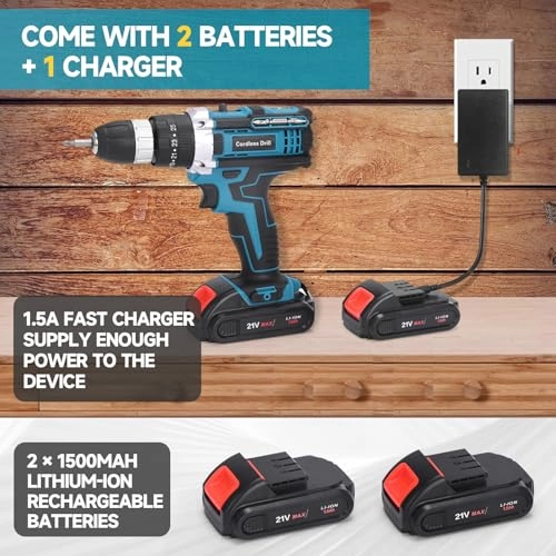 Cordless Screwdriver Set - 1500mAh 21V