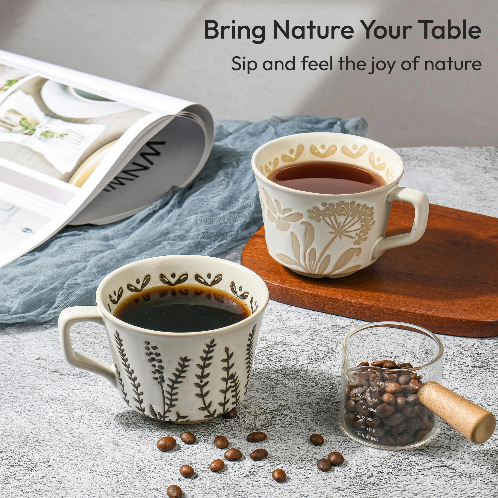 Floral Reusable Cup - 4 pcs - Butterfly Grass Ivy and Leaf
