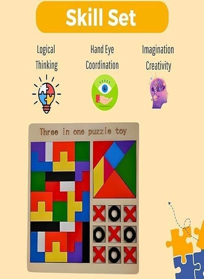 Square Tangram Wooden Puzzle - 40 pcs