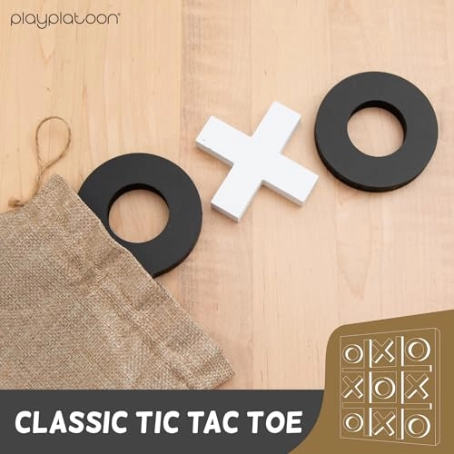 Magnetic Tic Tac Toe - Metal & Wood Wall Mounted Black & White