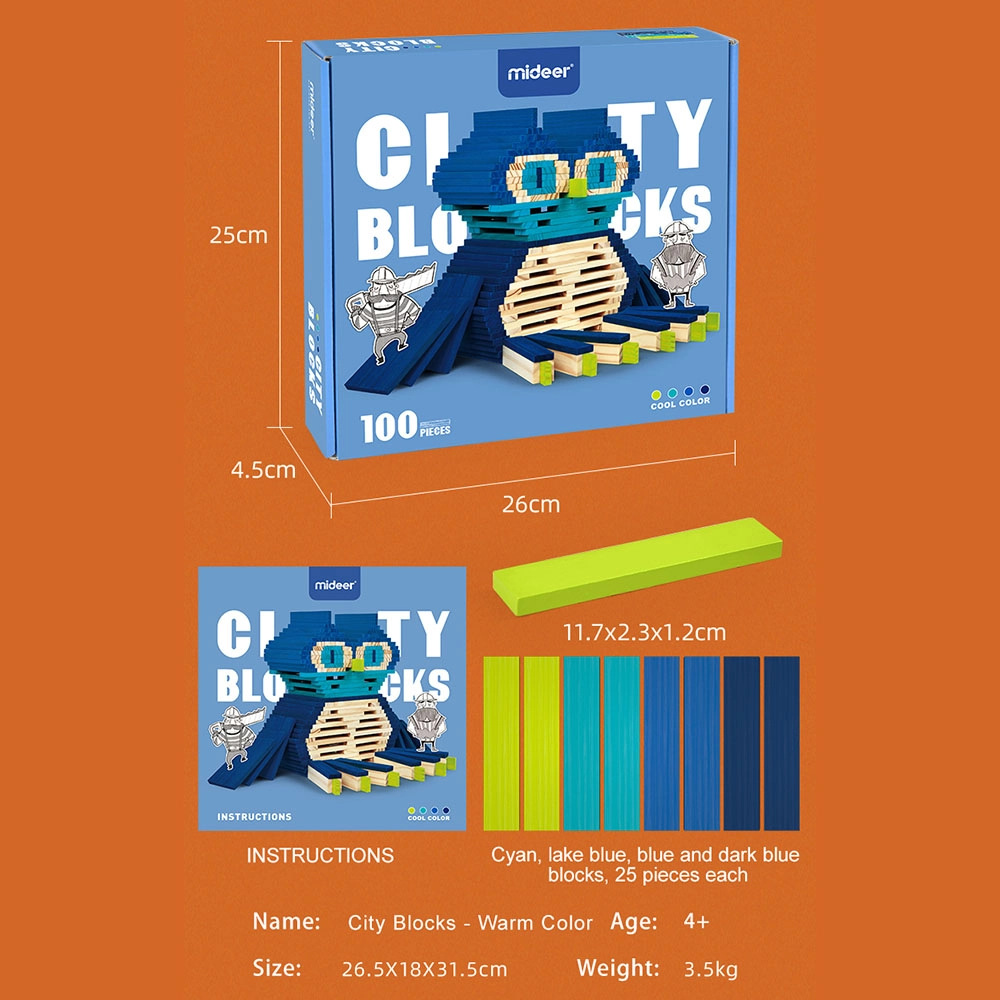 Wooden City Blocks - 100 pcs