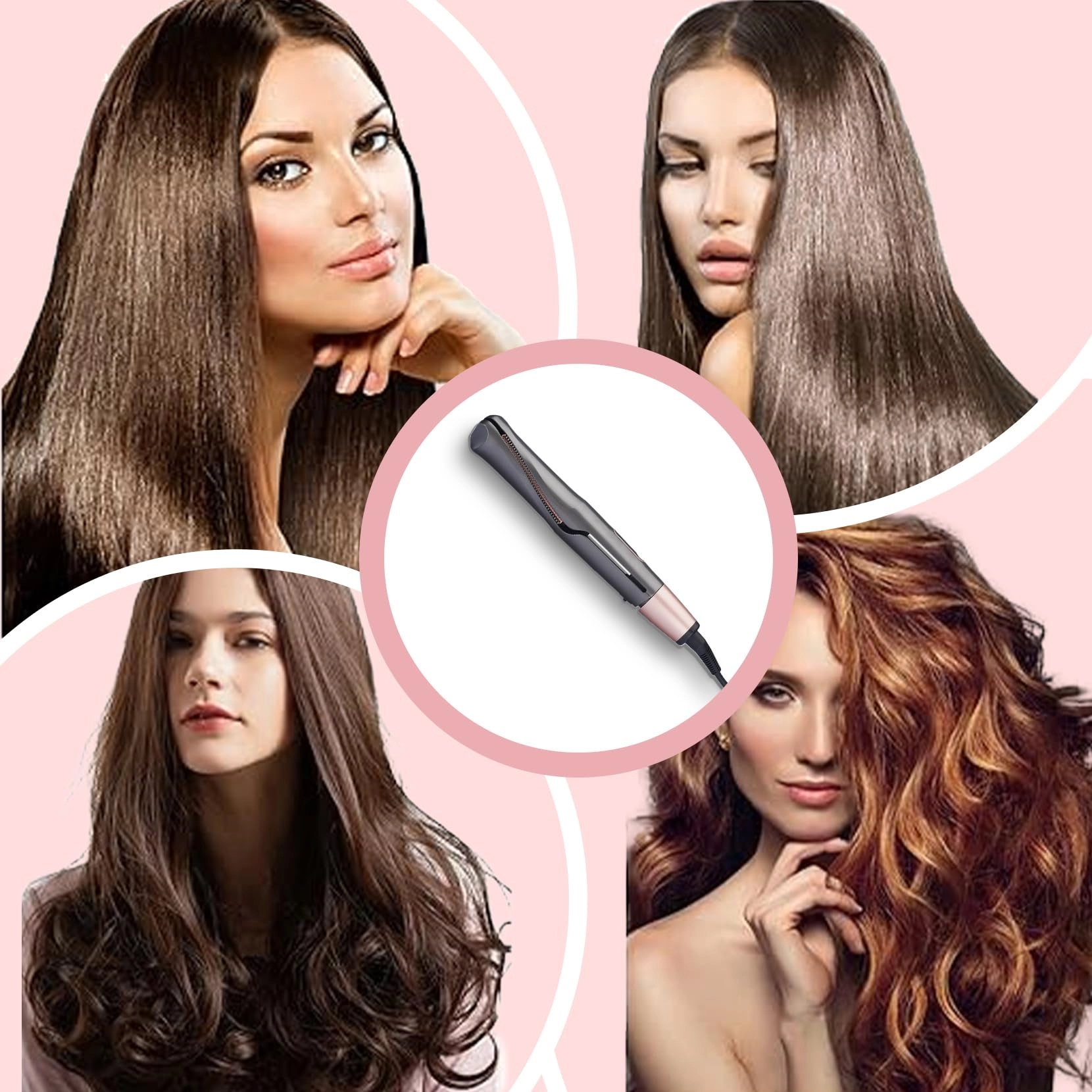 2 in 1 Hair Straightener and Curler - 1-inch Ceramic Titanium Plates 450°F