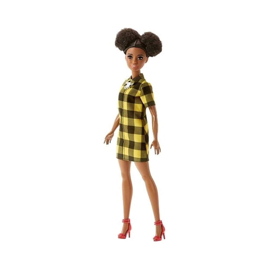 Barbie Fashionistas Flower Check Dress - 30 cm Black Hair Ages 3+
