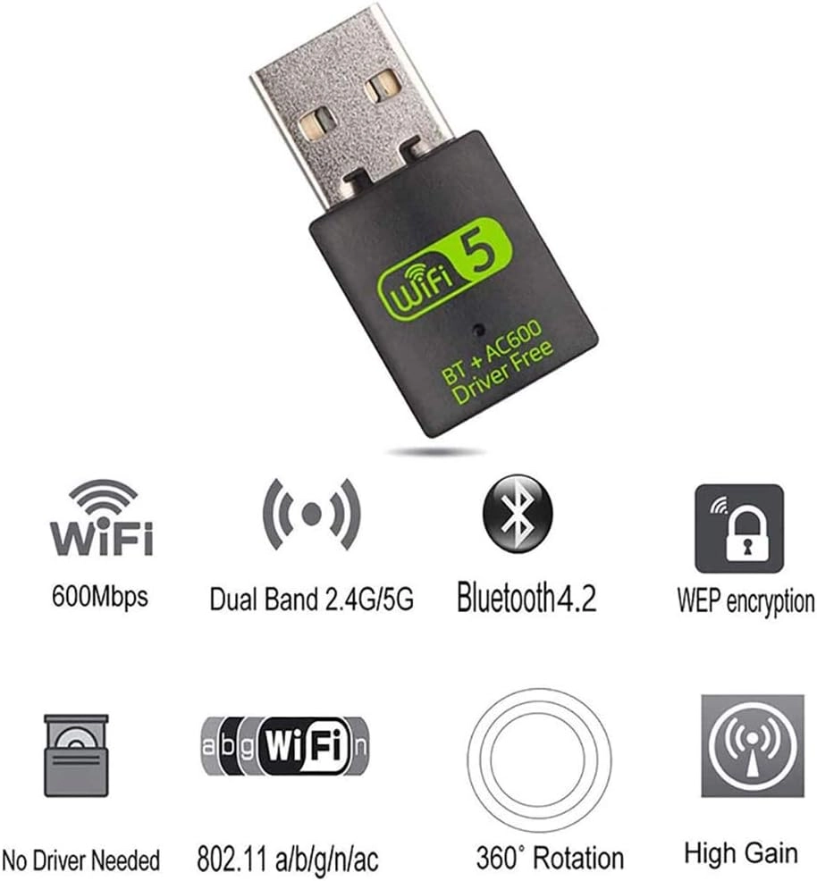 USB Wireless Internet Adapter - Dual Band 2.4G/5G USB Bluetooth