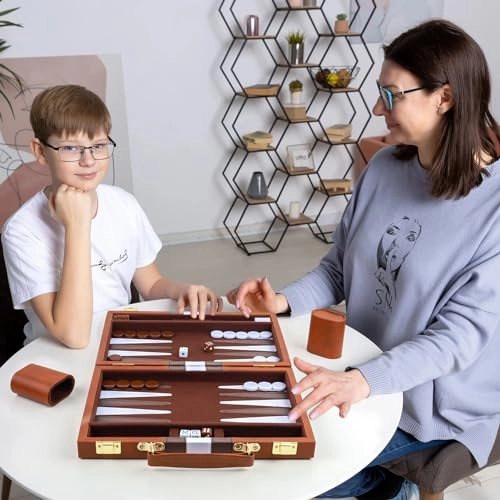 Backgammon Set - PU Leather Case