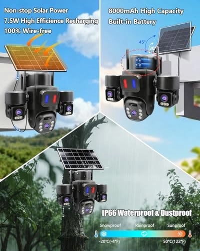 Solar 3-Lens Security Camera 2K